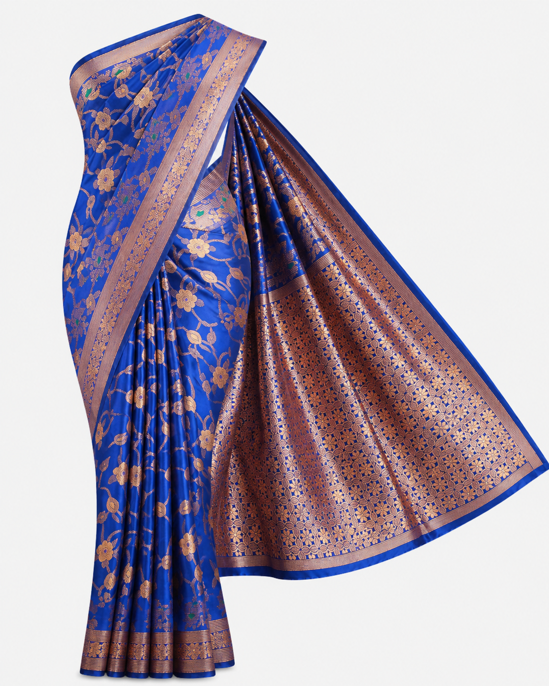Premium Silk Katan Saree for Women | Royal Blue Designer Silk Saree - Image 2
