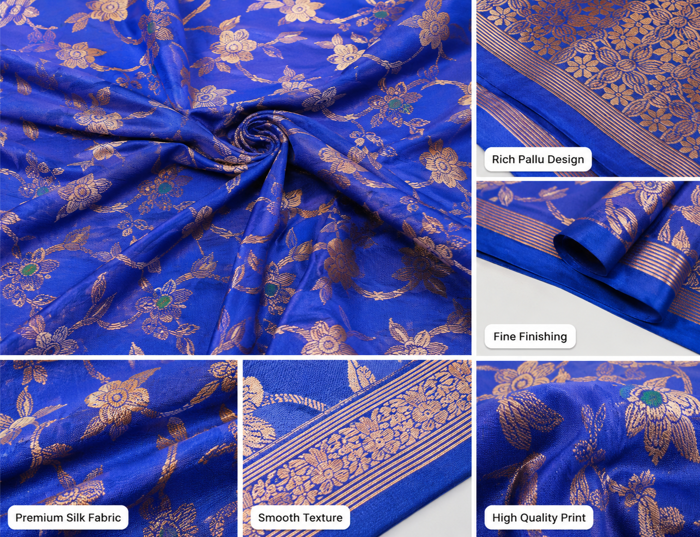 Premium Silk Katan Saree for Women | Royal Blue Designer Silk Saree